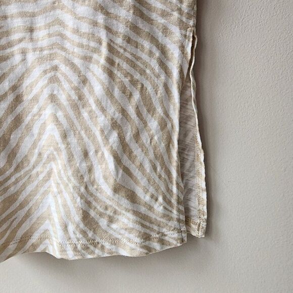 Denim & Co Naturals Maxi Dress | XXSP | Linen Blend Animal Print Zebra Tan Ivory - Picture 6 of 9